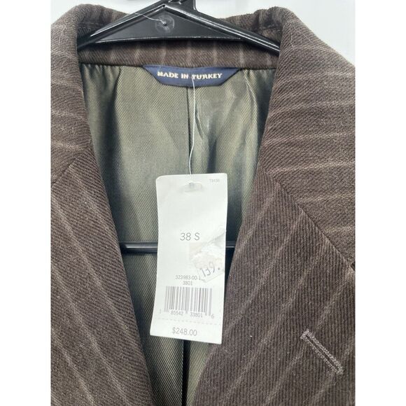 Banana Republic 38S Chalk Stripe Flannel 100% Cotton Stretch Tweed Suit Jacket - Picture 4 of 13